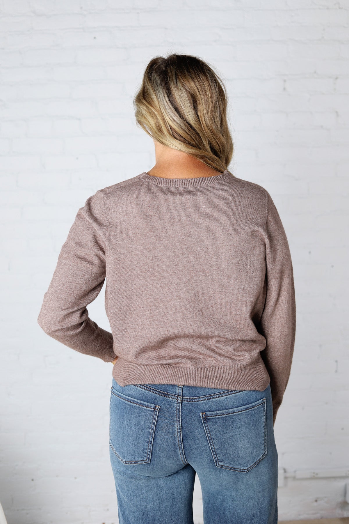 Della Soft Crew Neck Knit Sweater - Mushroom