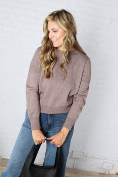 Della Soft Crew Neck Knit Sweater - Mushroom