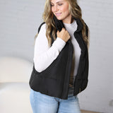 Elara Zip Up Puffer Vest - Black