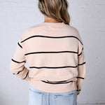 Elarae Stripe Crew Neck Sweater - Oatmeal/Black