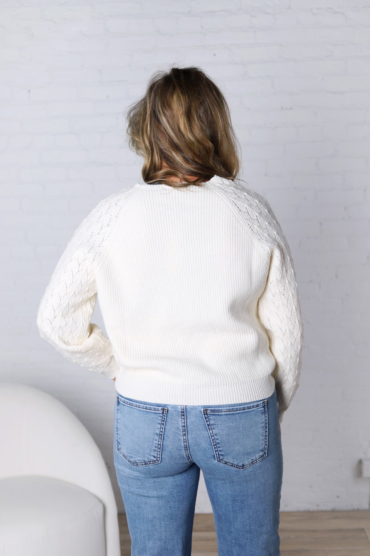 Elynor Ribbed Knit Sweater - Ivory