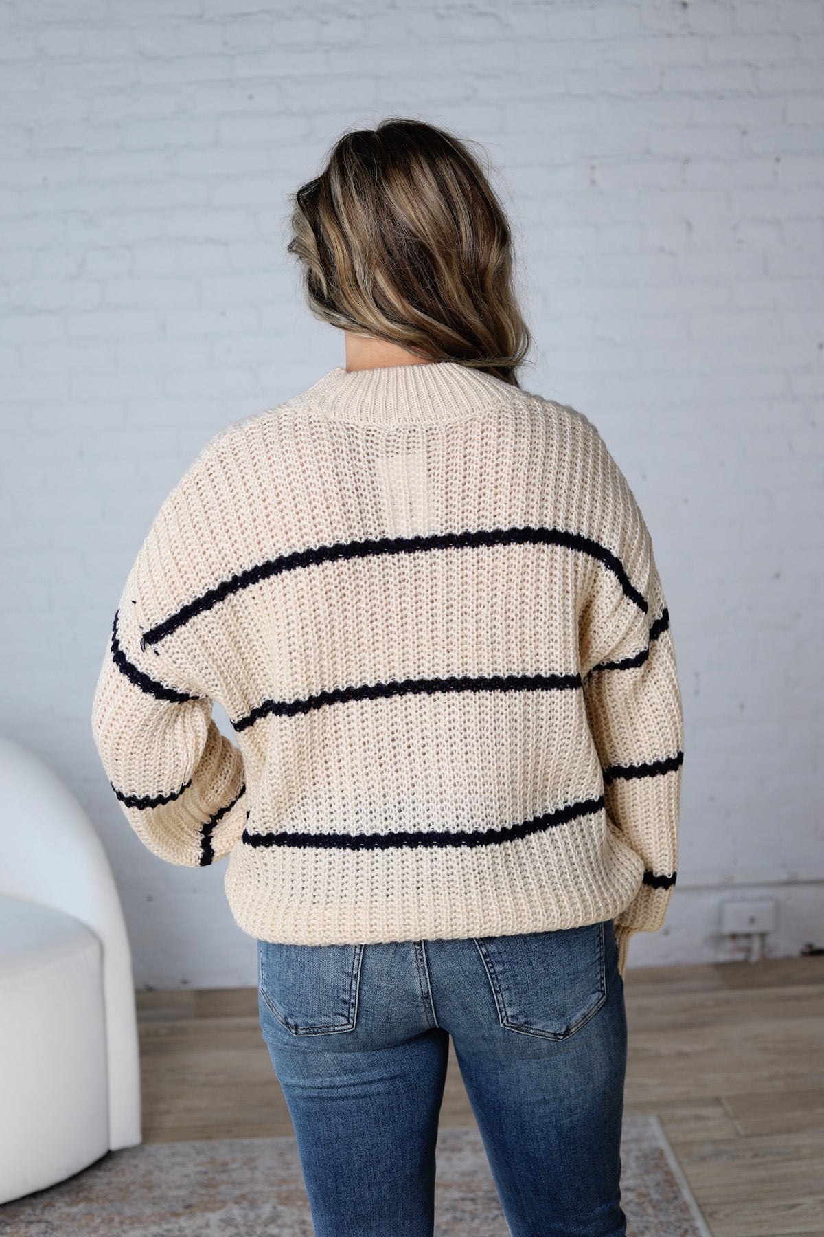 Ember Oversized Striped Sweater – Taupe