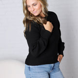 Esmerie Ribbed Knit Top - Black