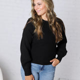Esmerie Ribbed Knit Top - Black