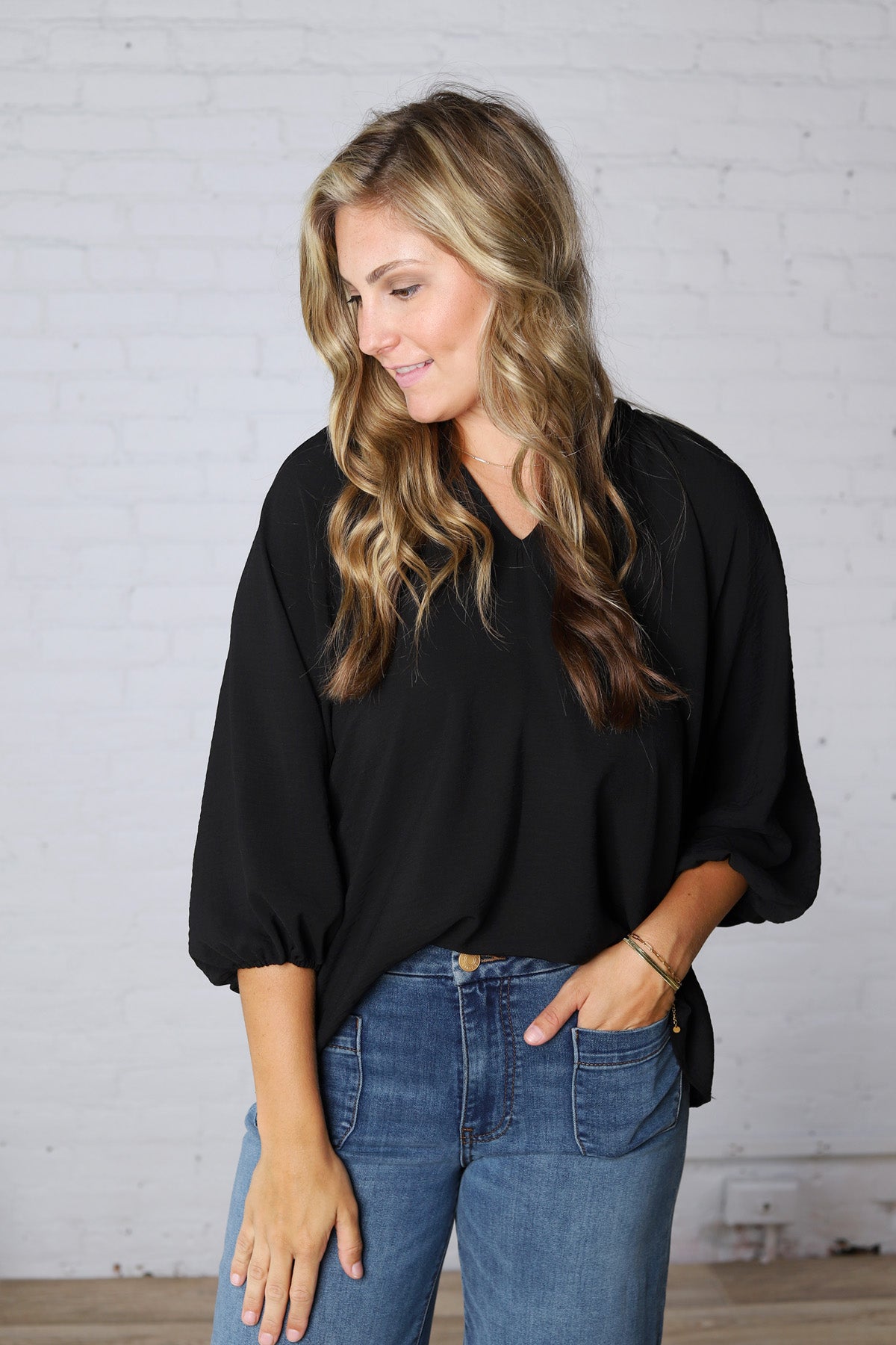 Ezra Puff Sleeve Blouse - Black