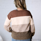 Fallon Color Block Knit Sweater - Mocha Combo