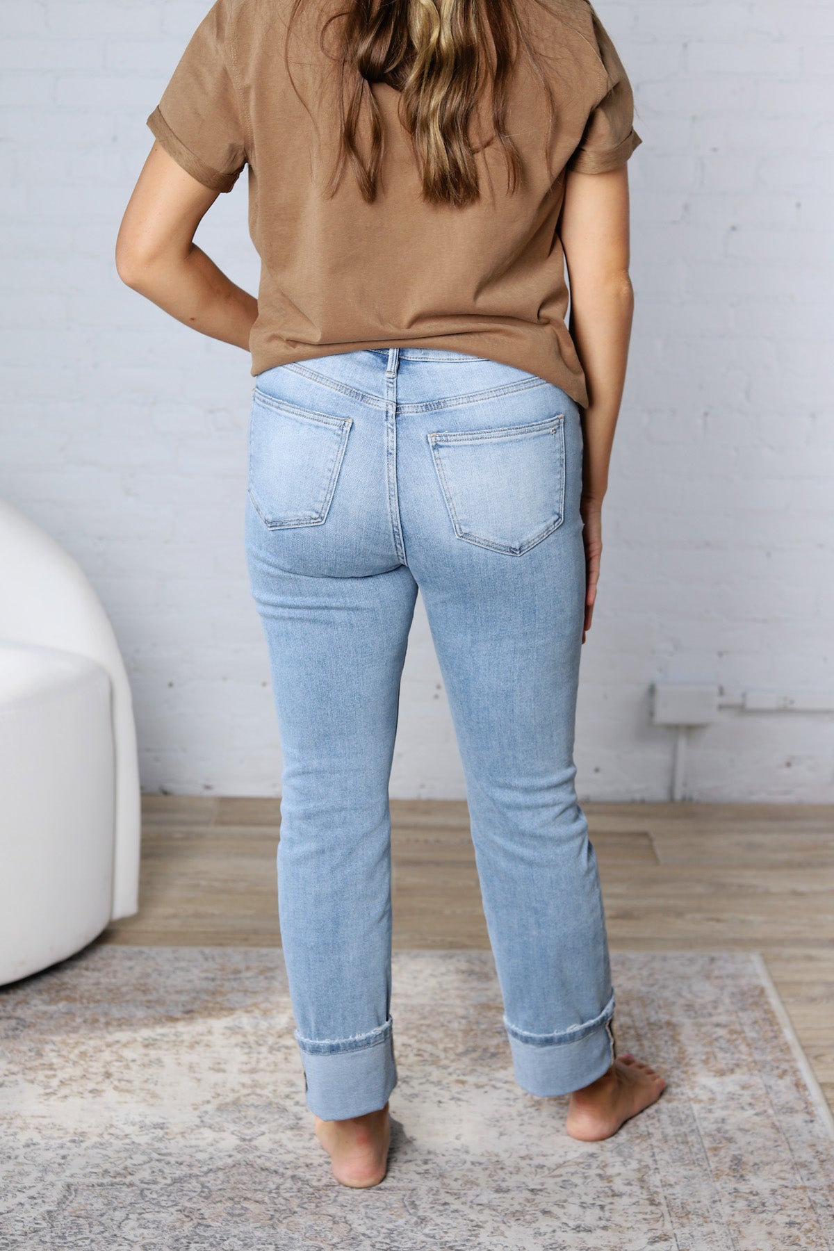 Fehyre High Rise Straight Jeans - Mutted Indigo