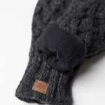 Freya 100% Wool Cable Knit Mittens - Charcoal