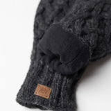 Freya 100% Wool Cable Knit Mittens - Charcoal