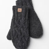 Freya 100% Wool Cable Knit Mittens - Charcoal