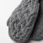 Freya 100% Wool Cable Knit Mittens - Grey