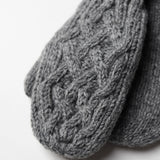 Freya 100% Wool Cable Knit Mittens - Grey