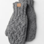Freya 100% Wool Cable Knit Mittens - Grey