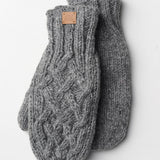 Freya 100% Wool Cable Knit Mittens - Grey