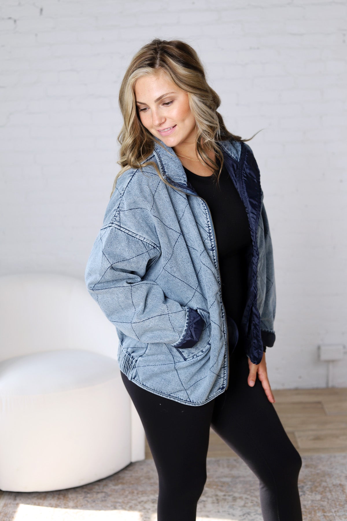 Fritzie Quilted Denim Washed Jacket