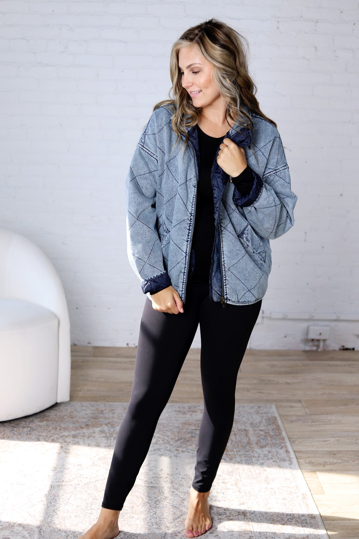 Fritzie Quilted Denim Washed Jacket