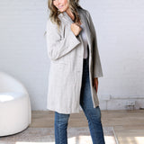 Galina Light Chevron Pattern Double Button Coat