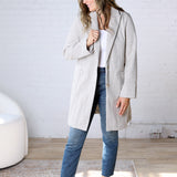 Galina Light Chevron Pattern Double Button Coat