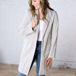Galina Light Chevron Pattern Double Button Coat