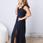 Heaven Sent Corset Flutter Dress - Navy