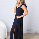Heaven Sent Corset Flutter Dress - Navy