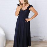 Heaven Sent Corset Flutter Dress - Navy