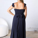 Heaven Sent Corset Flutter Dress - Navy