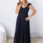 Heaven Sent Corset Flutter Dress - Navy