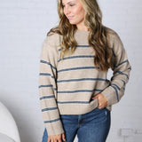 Hudson Two Tone Stripe Sweater - Oatmeal