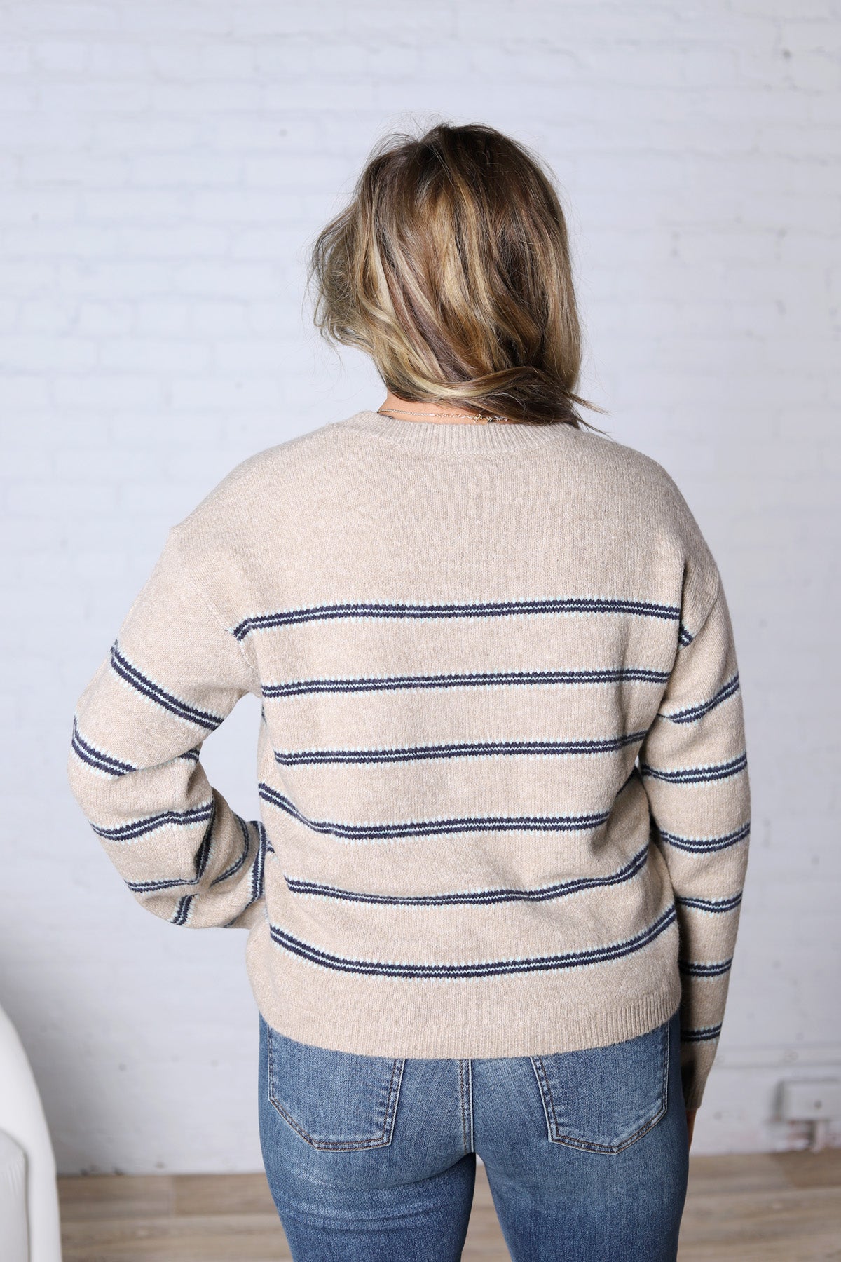 Hudson Two Tone Stripe Sweater - Oatmeal