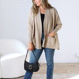 Callista Dolman Sleeve Open Cardigan - Taupe