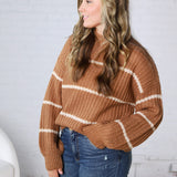Ember Oversized Striped Sweater – Camel
