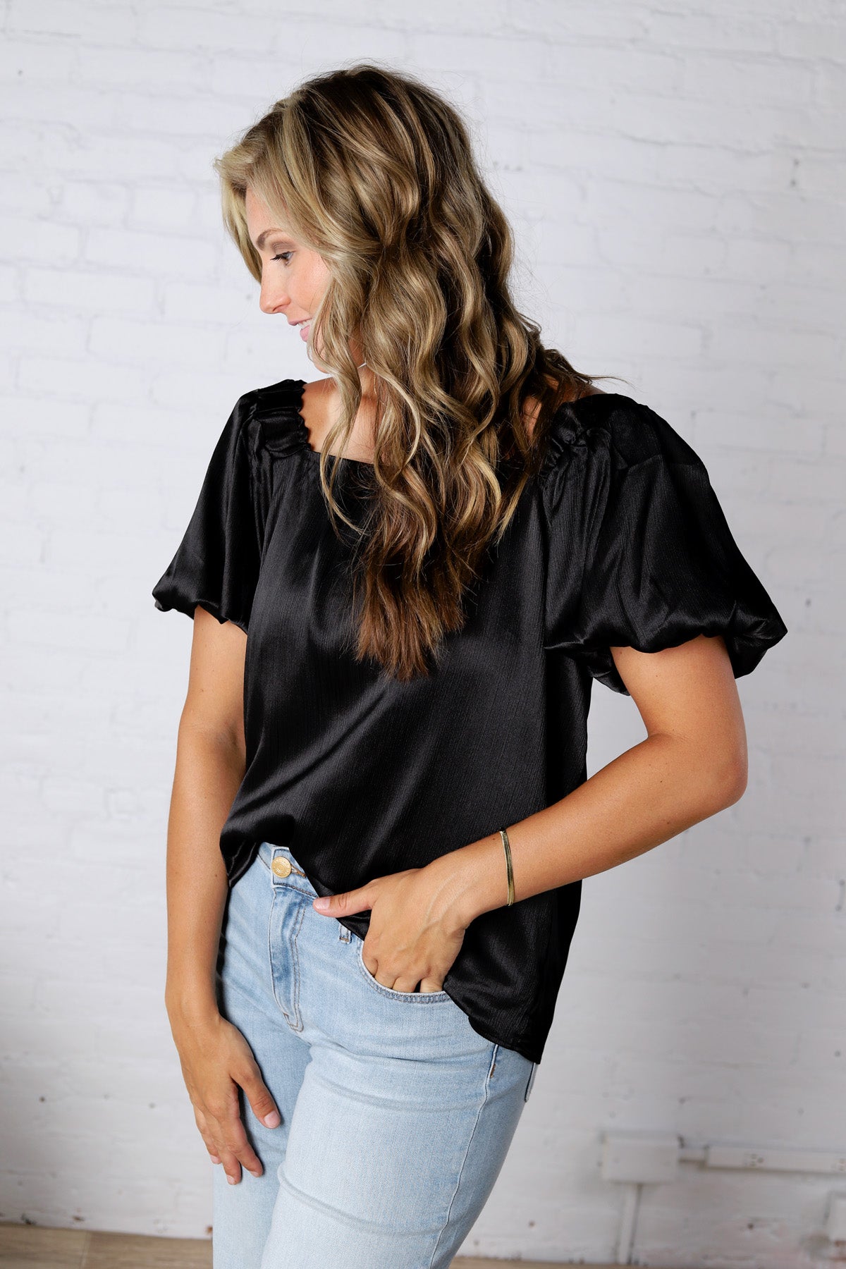 Irisa Square Neck Blouse - Black