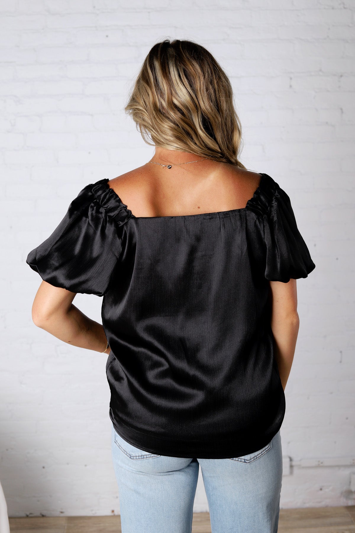 Irisa Square Neck Blouse - Black