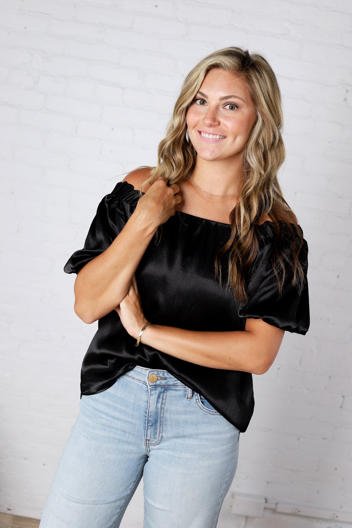 Irisa Square Neck Blouse - Black