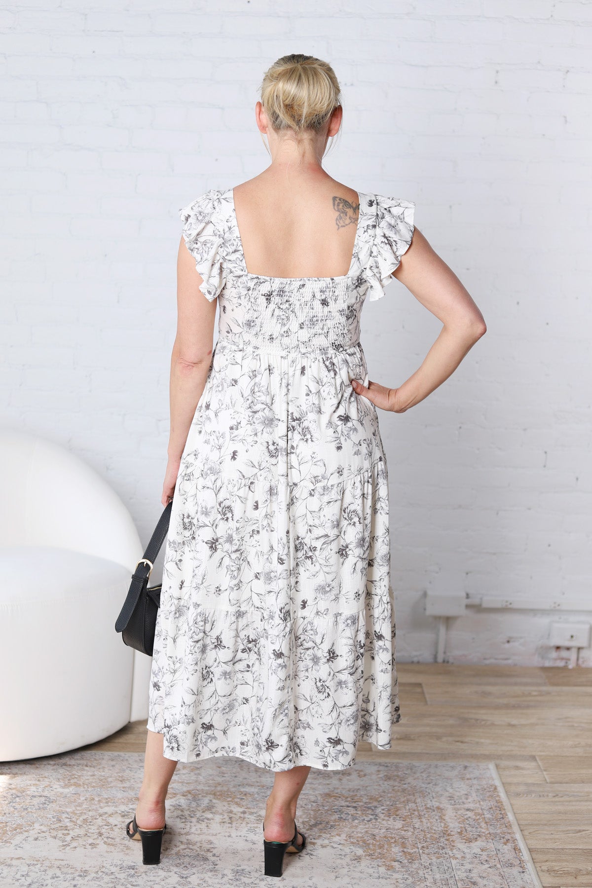 Isaline Floral Sweetheart Front Tie Midi Dress