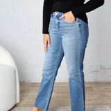 Isley Crop Raw Hem Straight Jeans - Risen Jeans
