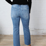 Isley Crop Raw Hem Straight Jeans - Risen Jeans