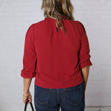 Jori Ruffle Neck Blouse - Red
