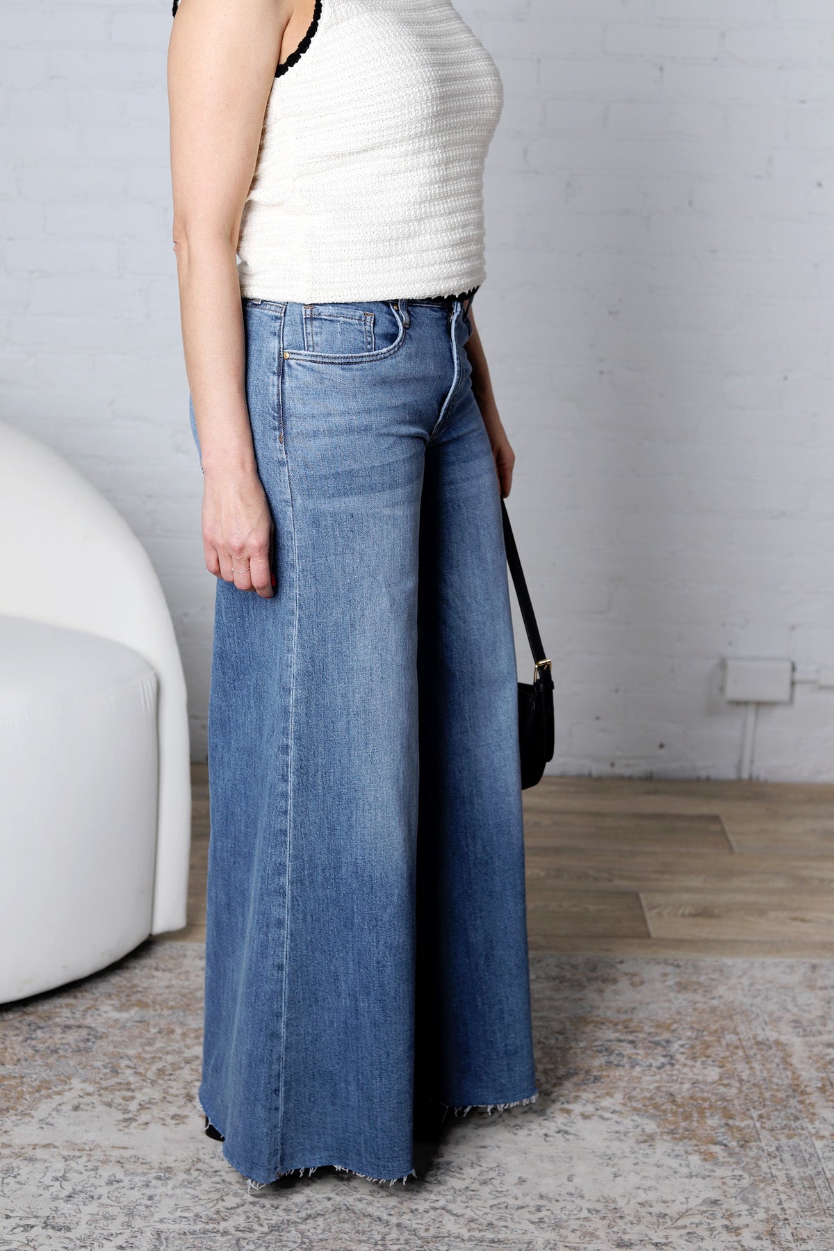 KUT Blake Super Wide Leg Raw Hem Denim - Charming