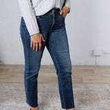 KUT Reese Ankle Straight Raw Hem Denim - Intuition