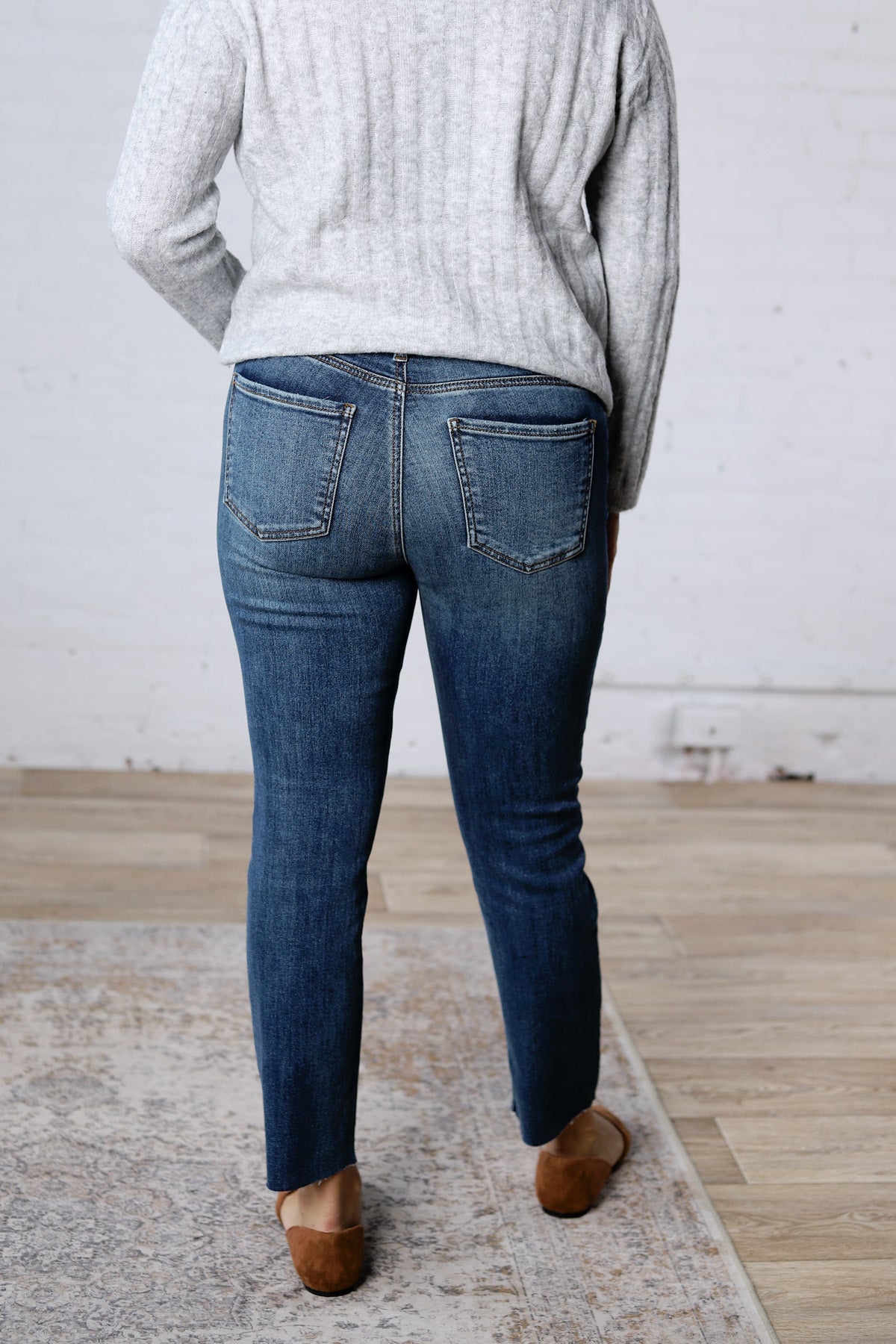 KUT Reese Ankle Straight Raw Hem Denim - Intuition