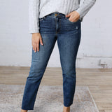 KUT Reese Ankle Straight Raw Hem Denim - Intuition