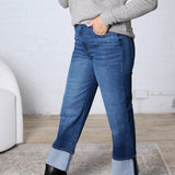 KUT Sienna Straight Leg Roll Up Denim - Admire