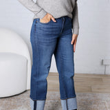 KUT Sienna Straight Leg Roll Up Denim - Admire