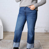 KUT Sienna Straight Leg Roll Up Denim - Admire