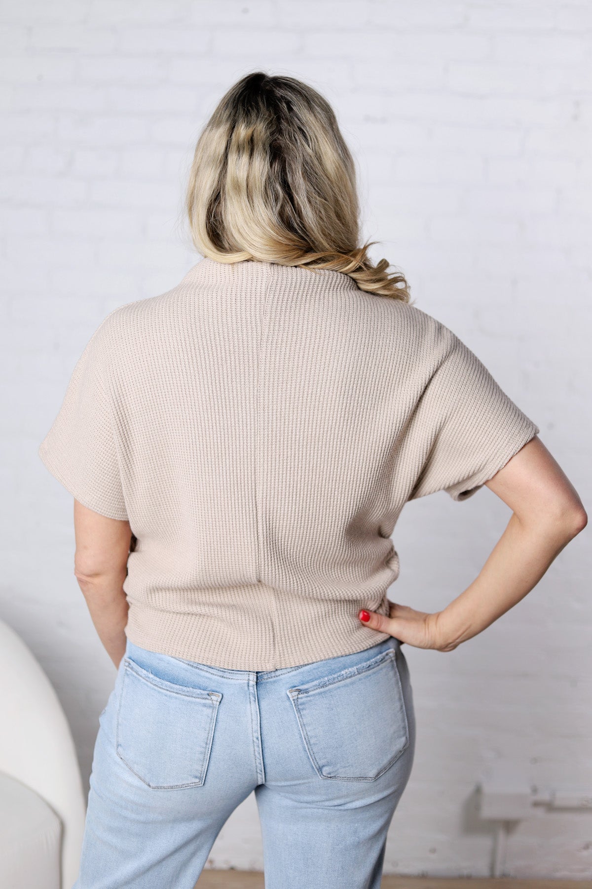 Kairi Mock Neck Top - Lt Mocha