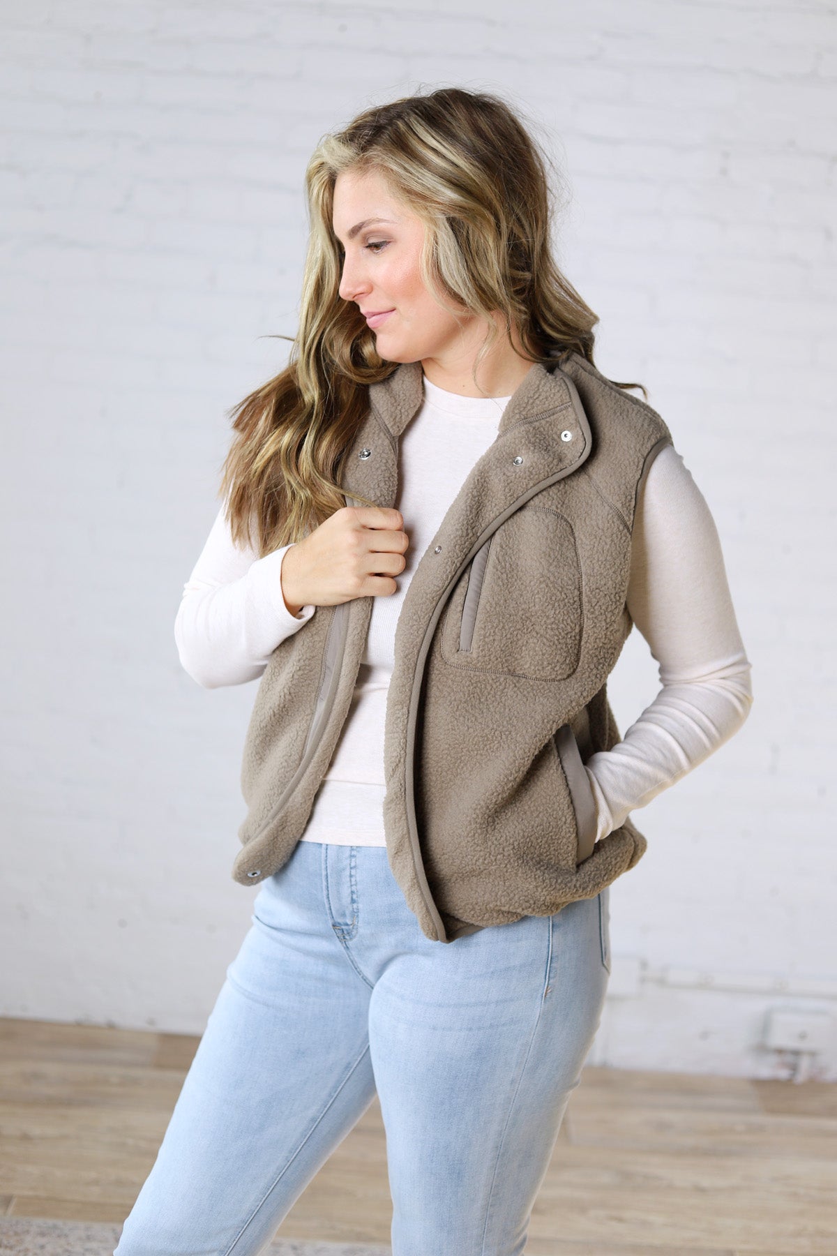 Kamryn Thermal Fleece Vest w/ Pockets - Olive