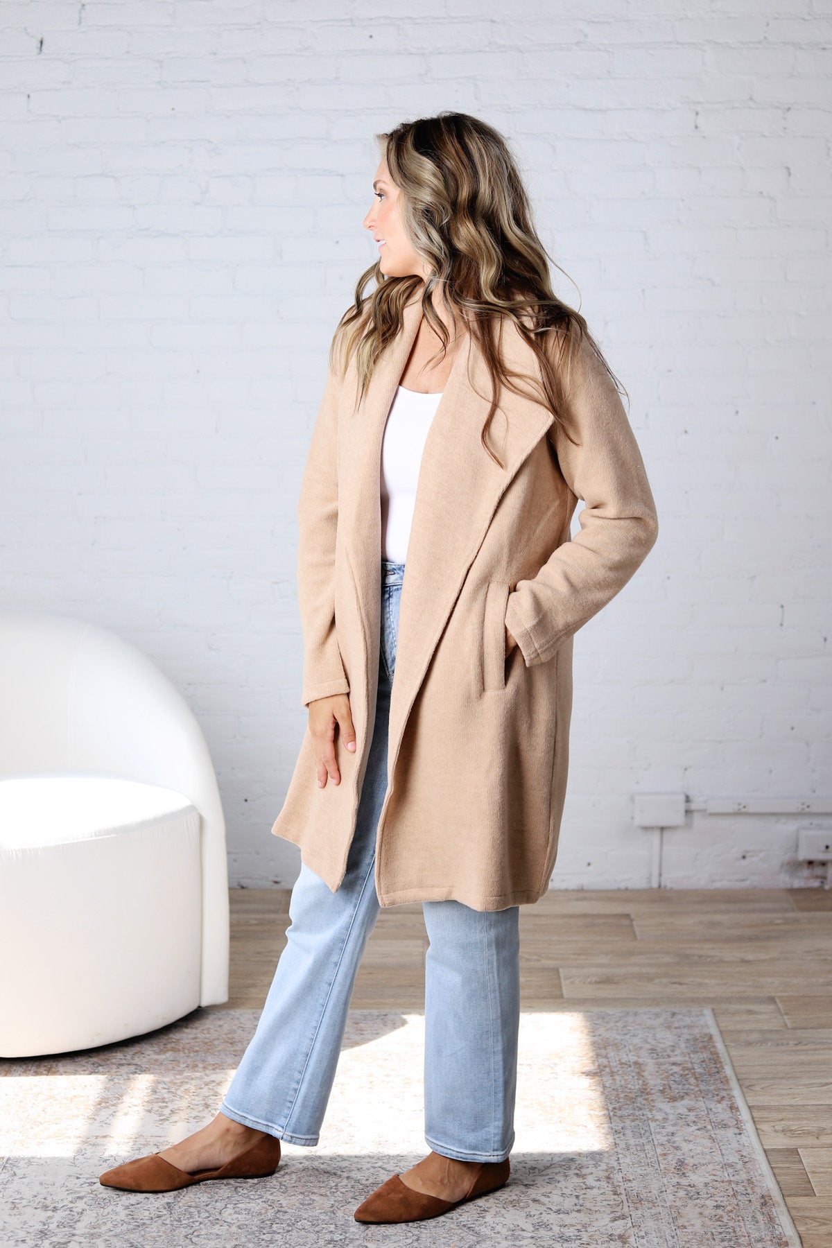 Kate Open Knit Coat - Beige