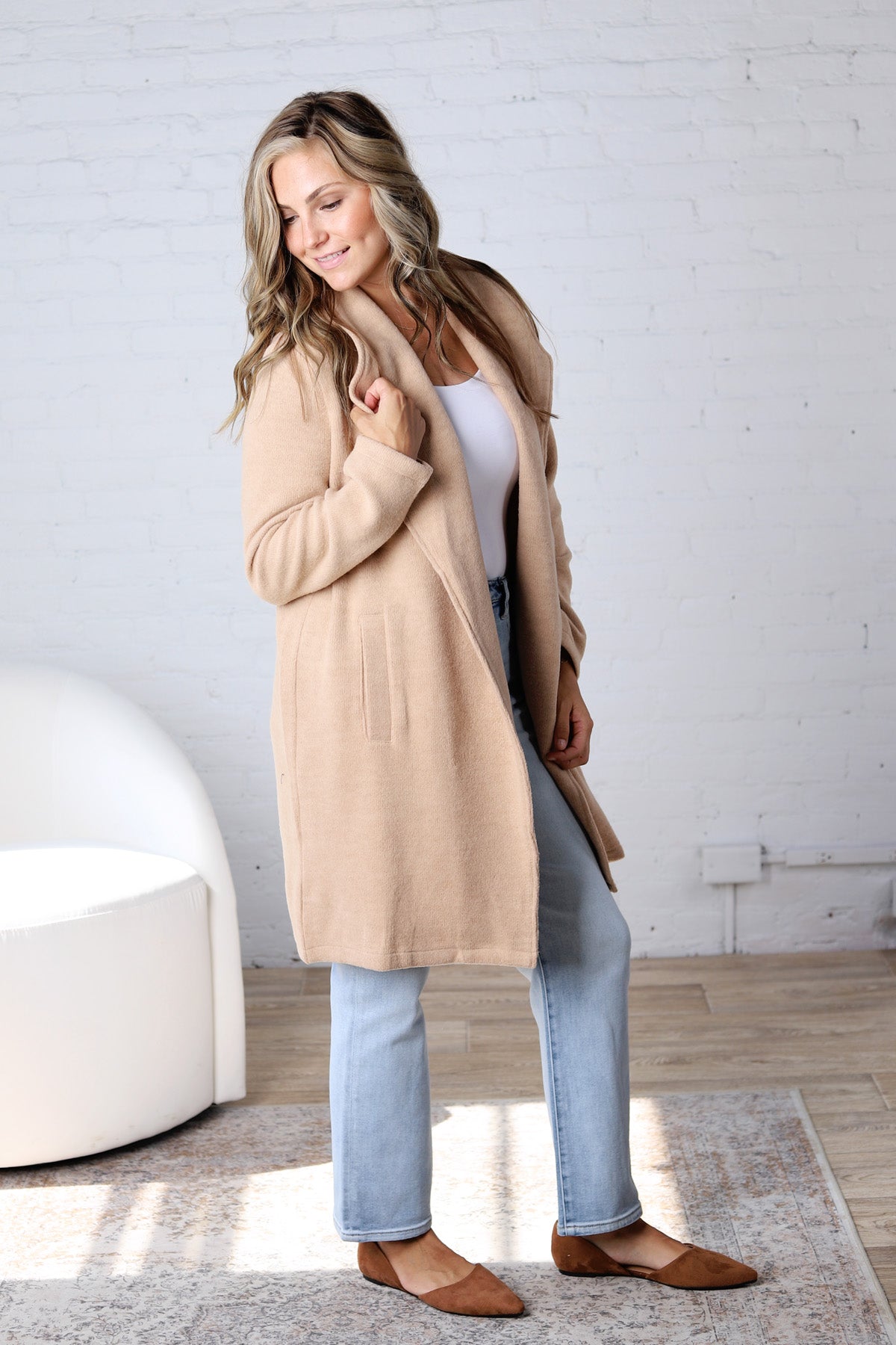 Kate Open Knit Coat - Beige